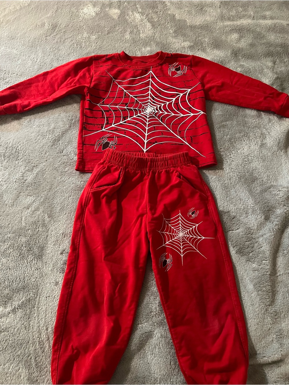 Red Spider Web Two-Piece Kids Set